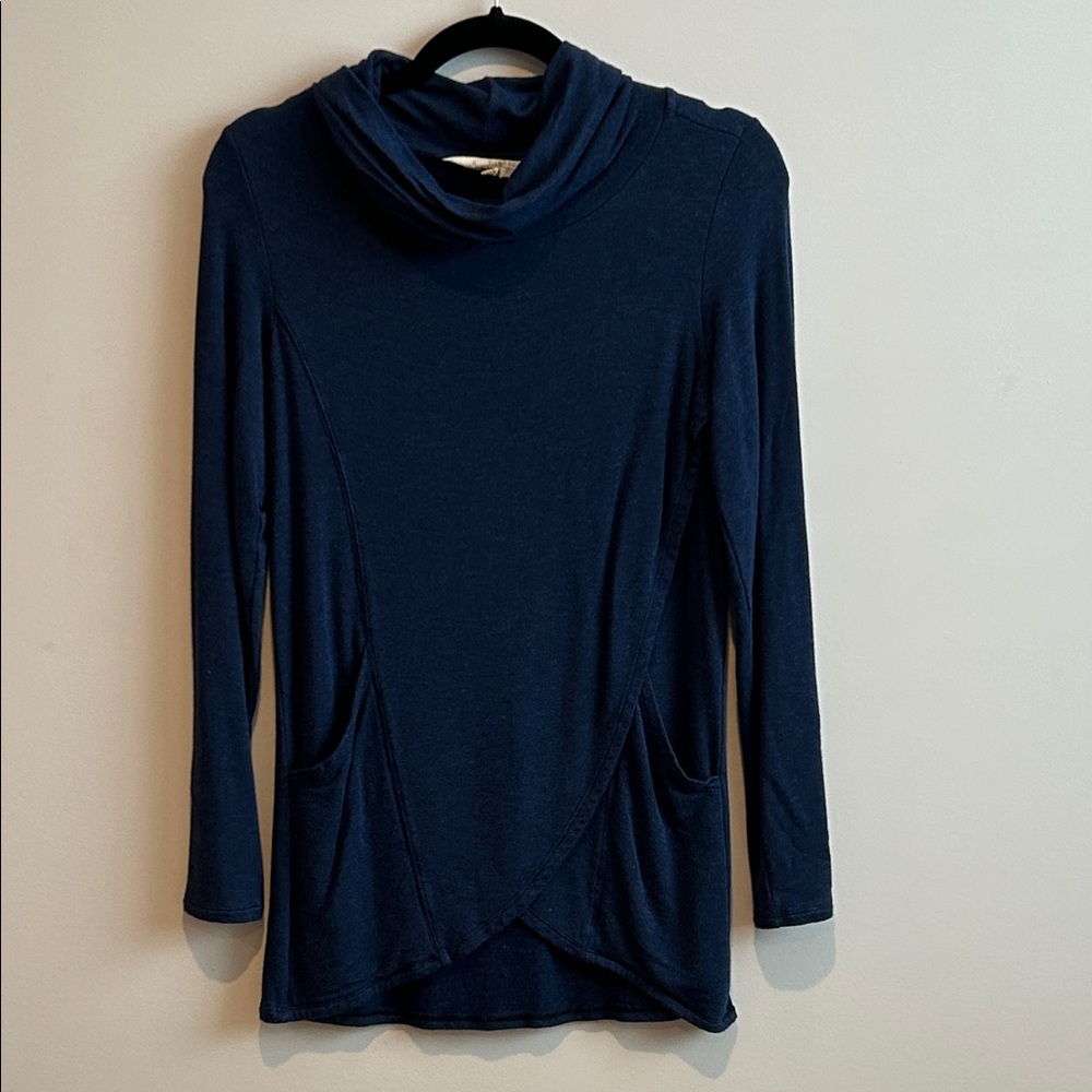 Navy Blue Long Sleeve Top with Pockets